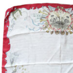 Opera theme design silk scarf with a red border