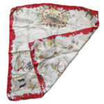Opera theme design silk scarf with a red border