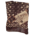 Louis Vuitton travelling requisites design sheer silk scarf in brown and cream