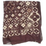 Louis Vuitton travelling requisites design sheer silk scarf in brown and cream
