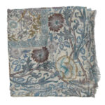 The Metropolitan Musuem of Art blue floral design shawl with fringed edges