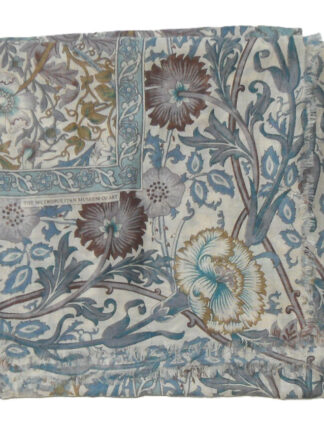 The Metropolitan Musuem of Art blue floral design shawl with fringed edges