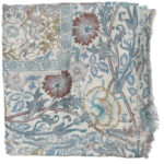 The Metropolitan Musuem of Art blue floral design shawl with fringed edges