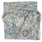 The Metropolitan Musuem of Art blue floral design shawl with fringed edges