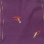 Charles Jourdan long silk scarf with a design of lipstick covered lips smoking a cigarette on a purple background
