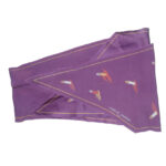 Charles Jourdan long silk scarf with a design of lipstick covered lips smoking a cigarette on a purple background