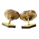 Natural stone slice cufflinks with gold tone metal backs