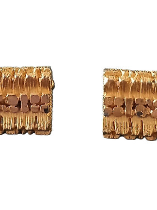 Gold tone metal vintage square cufflinks