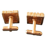 Gold tone metal vintage square cufflinks
