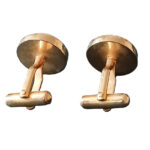 Gold tone metal vintage round cufflinks