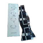Jacquard silk black and white design silk bow tie