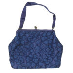 Salisburys blue lace evening bag with cream satin lining
