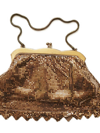 Vintage gold tone chainmail evening bag