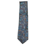 Liberty bird and flower design on a blue background silk tie