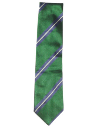 New and Lingwood Green, blue and white regimental stripe silk tie