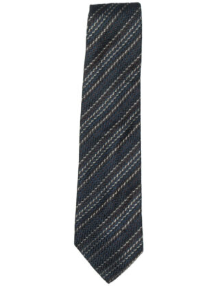 Rykiel Homme blue, brown and taupe weave silk tie