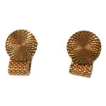 Gold tone engine turned and mesh cufflinks