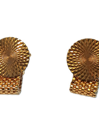 Gold tone engine turned and mesh cufflinks