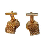 Gold tone engine turned and mesh cufflinks