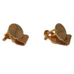 Gold tone engine turned and mesh cufflinks