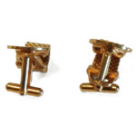 Gold tone engine turned and mesh cufflinks