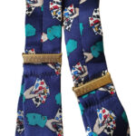 Portfolio Percy Ellis silk braces with a design of a hand holding poker cards on a dark blue background