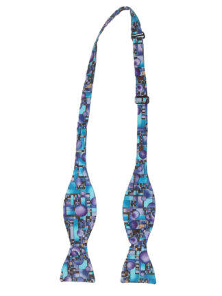 Blue and purple design self tie bow tie