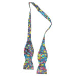 Beau ties Vermont abstract design hand sewn multi colour silk seff tie bow tie