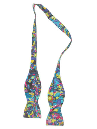 Beau ties Vermont abstract design hand sewn multi colour silk seff tie bow tie