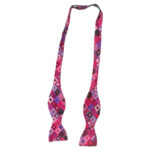 Pink and purple diamsond design self tie silk bow tie