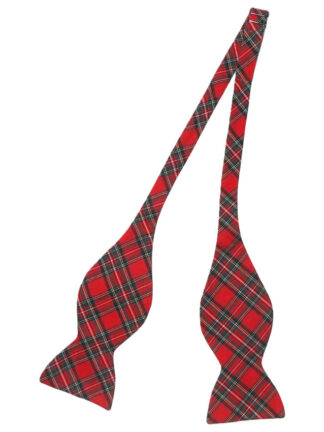 Beau Ties Vermont red tartan cotton self tie bow tie