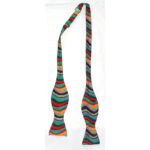 Multi colour wavy stripe self tie bow tie