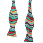 Multi colour wavy stripe self tie bow tie