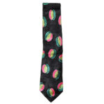 Santostefano jacquard silk tie with a black background and a design in fluorescent colours