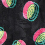 Santostefano jacquard silk tie with a black background and a design in fluorescent colours