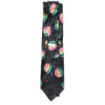 Santostefano jacquard silk tie with a black background and a design in fluorescent colours