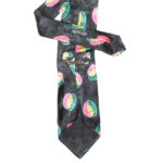 Santostefano jacquard silk tie with a black background and a design in fluorescent colours