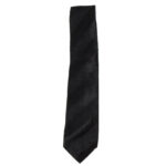 Christensen black silk tie with pleated diagonal stripes