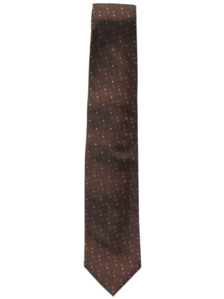 Ungaro brown silk tie with small pink detail design