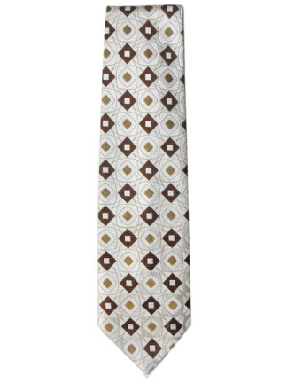Vintage Christian Dior textured silk tie with a cream, dark brown and gold design