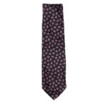ves Saint LAlurent silk tie with a navy background and a small mauve leaf design