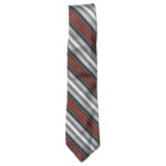 Ted Lapidus diagonal stripe design silk tie with gold, red, white and black stripes