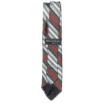 Ted Lapidus diagonal stripe design silk tie with gold, red, white and black stripes