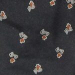 Lancetti black background silk tie with a small grey, blue and red design